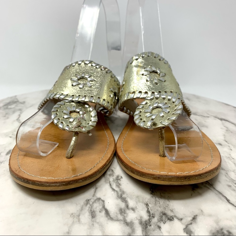 Medici Medallion Whip-Stitch Sandal 37 Metallic Bohemian Southern Belle Preppy - Picture 4 of 12